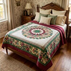 MEDALLION PATCHWORK QUILT BLANKET 63x81